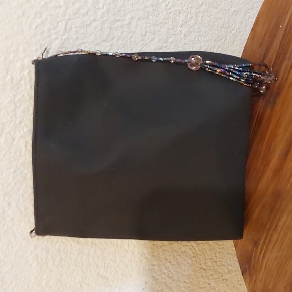 Signature Club A Womens Black Vinyl Bling BEADS Small Mini bag/ satchel clutch - Picture 8 of 8